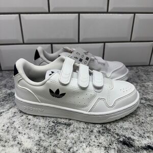 Adidas Kids Size 2 NY‎ 90 CF C Sneakers White Black FY9846 Velcro Retro Court